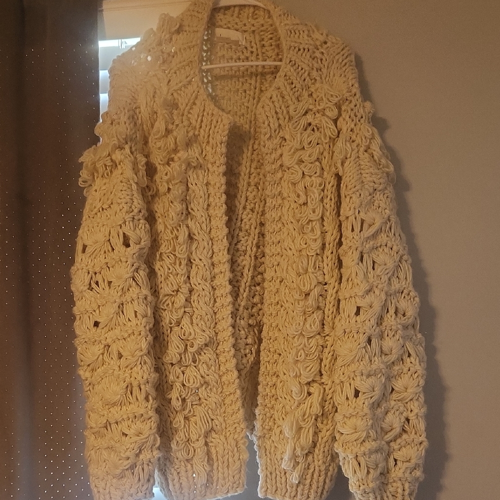 New With Tags Anthropologie Textured Cream Cardigan